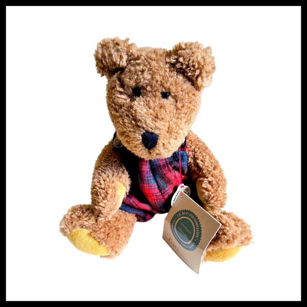The Boyds Collection LTD Burl Bear Plush Red‎ Plaid Overalls Collectable